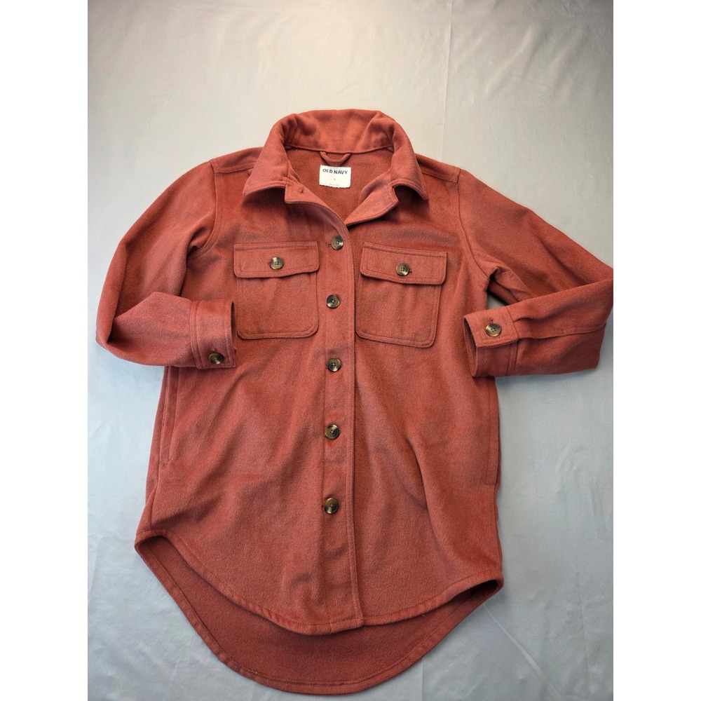 Old Navy Womens Small Rust Terracotta Heavy Shacket Button Front Shirt Jacket